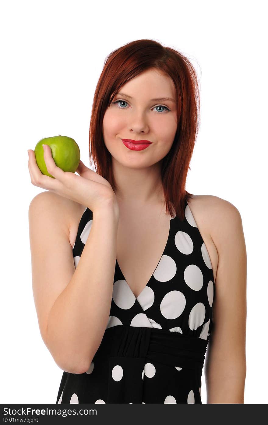 Young Woman Holding An Apple