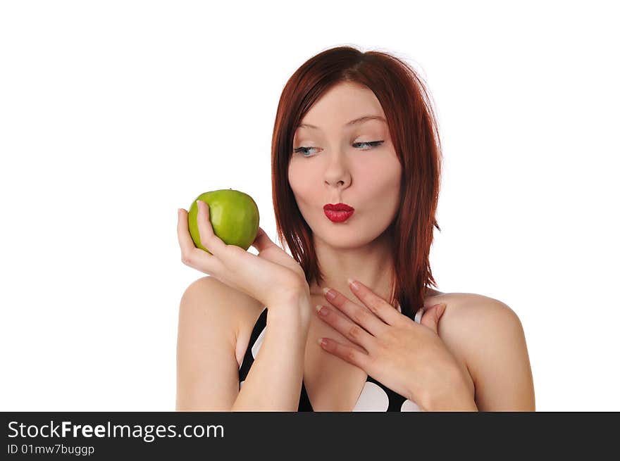 Young Woman Holding An Apple