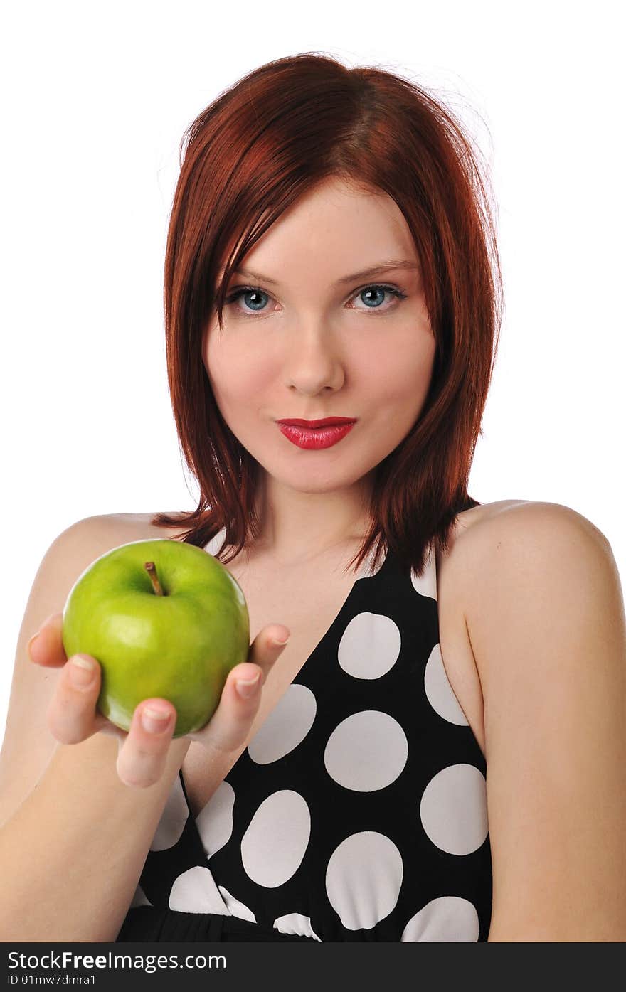 Young Woman Holding An Apple