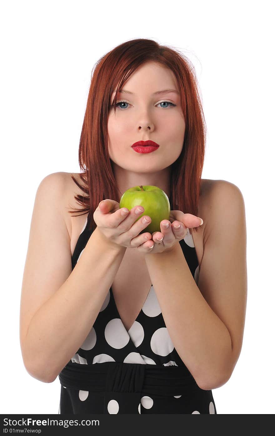 Young woman holding an apple