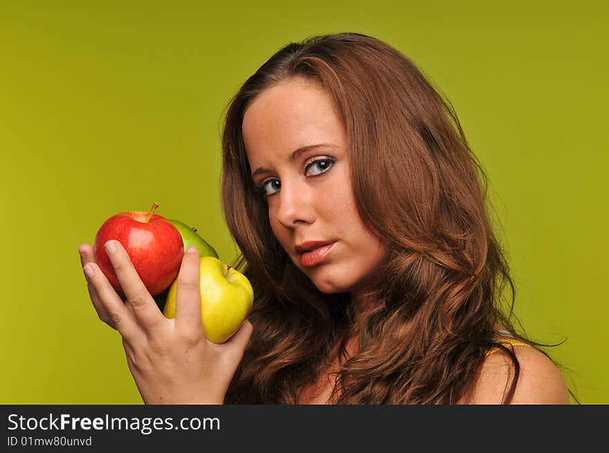 Young Woman Holding Apples