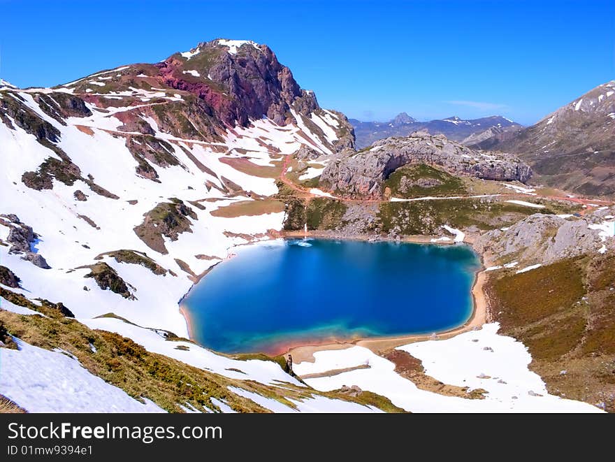 Lake of high mountain, former glacier.