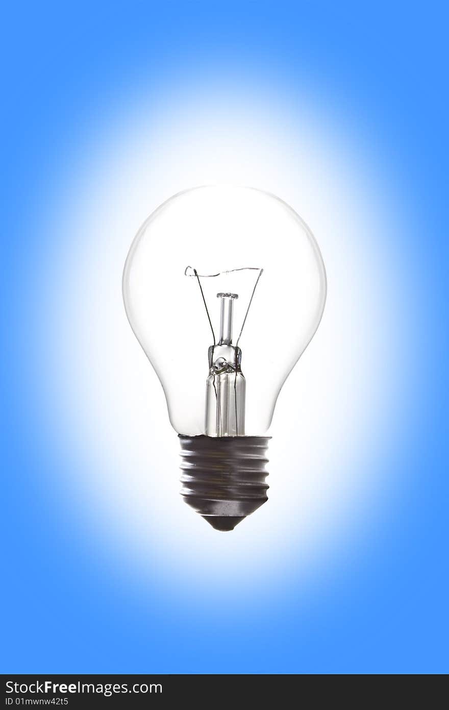 The photo on which is represented an old bulb on a white background. The photo on which is represented an old bulb on a white background