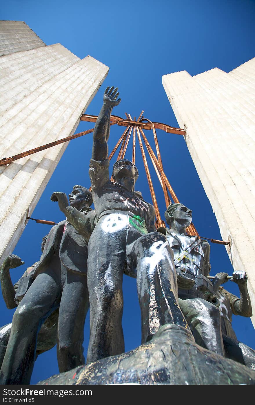 Public free access abandoned ancient fascism monument in valladolid city spain. Public free access abandoned ancient fascism monument in valladolid city spain