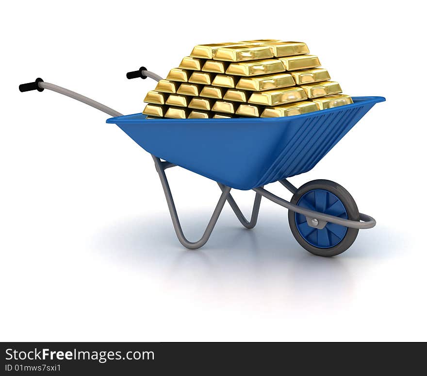 Garden wheelbarrow with gold