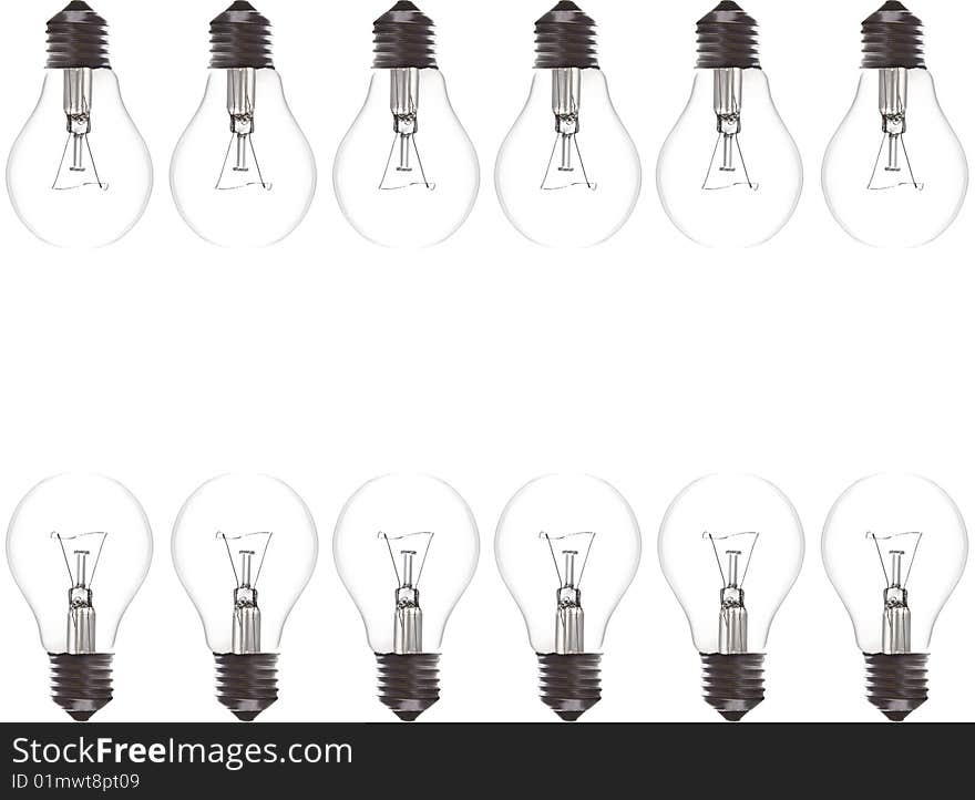 Photo of old bulbs on a white background. Photo of old bulbs on a white background