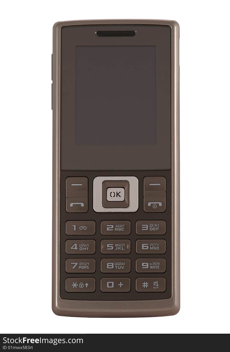 Black mobile phone on white background