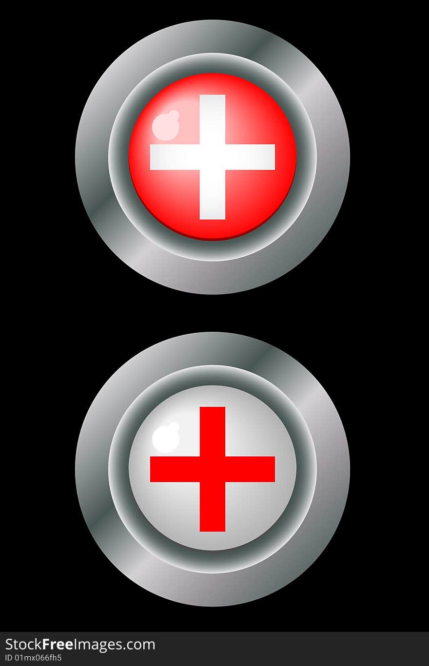 Buttons with medical crosses