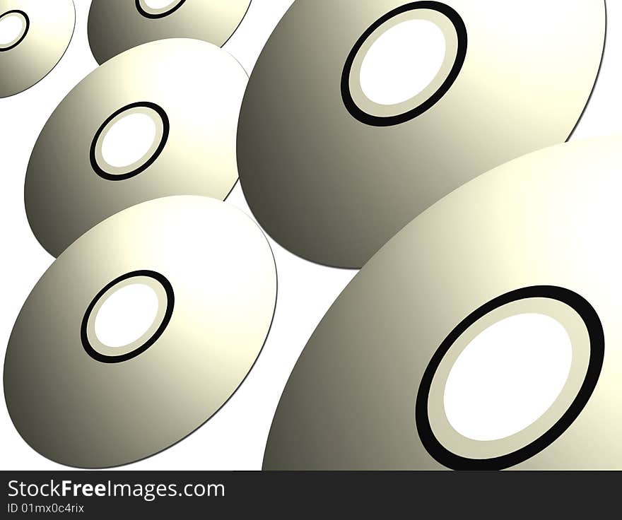 Grey compact disc on white background, dynamic illustration. Grey compact disc on white background, dynamic illustration