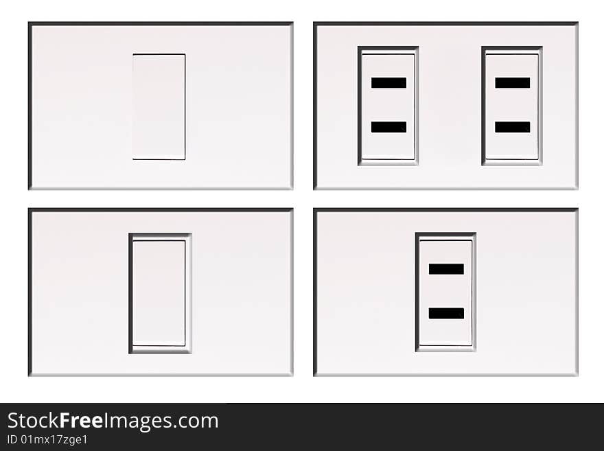 Four differents switch on white background. Isolated illustration