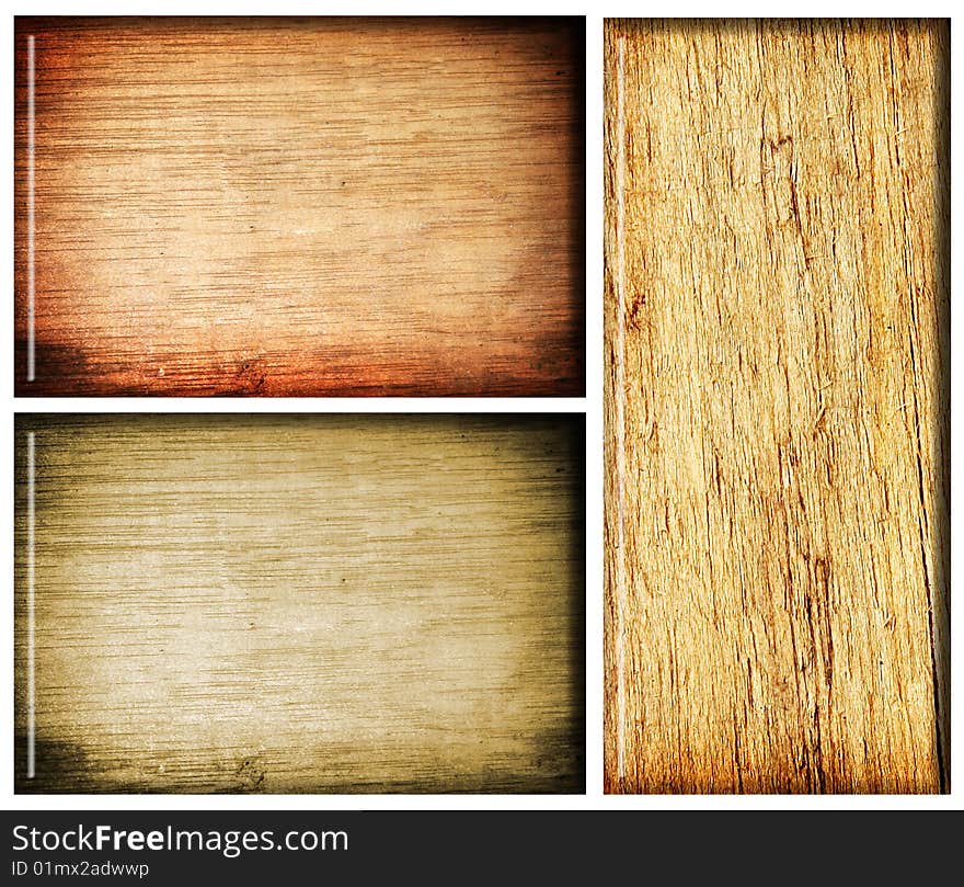 Three wooden texture on white background. Isolated pictures. Three wooden texture on white background. Isolated pictures