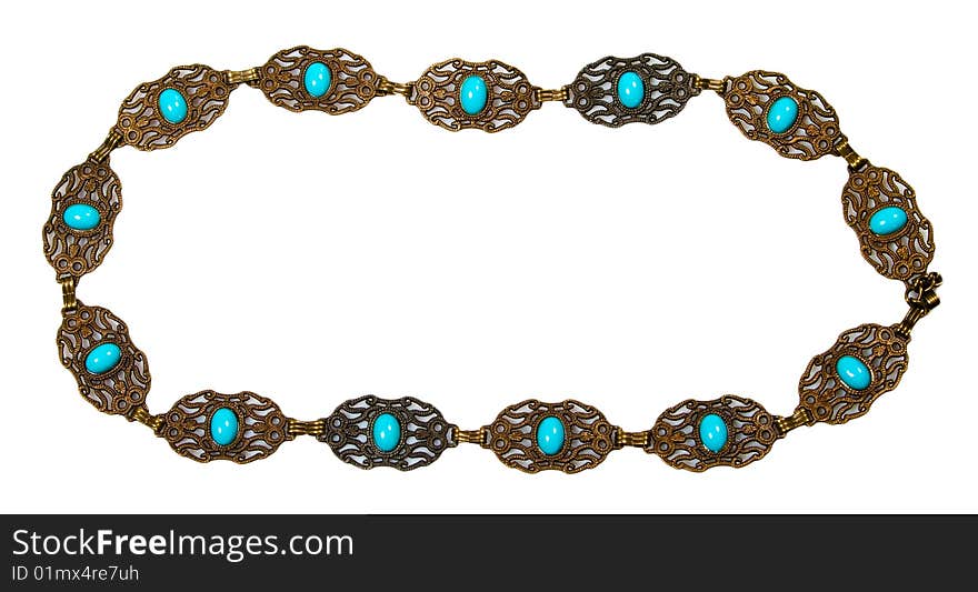 Frame by vintage beads isolated on white with clipping path