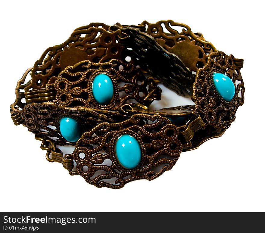 Vintage bracelet with gems isolated with clipping path