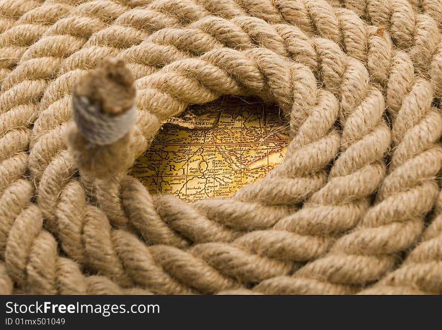 A beautiful yellow rope on background. A beautiful yellow rope on background