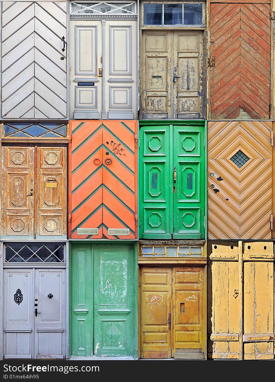 Antique doors of houses in the old part of town. Antique doors of houses in the old part of town