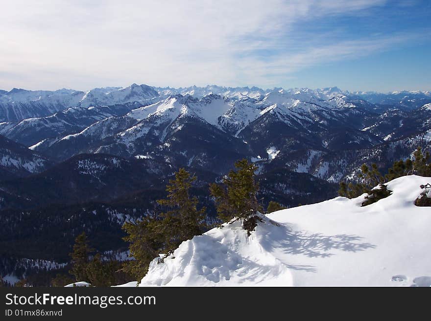 Panoraic view of the Austrian Alps in winter. Panoraic view of the Austrian Alps in winter