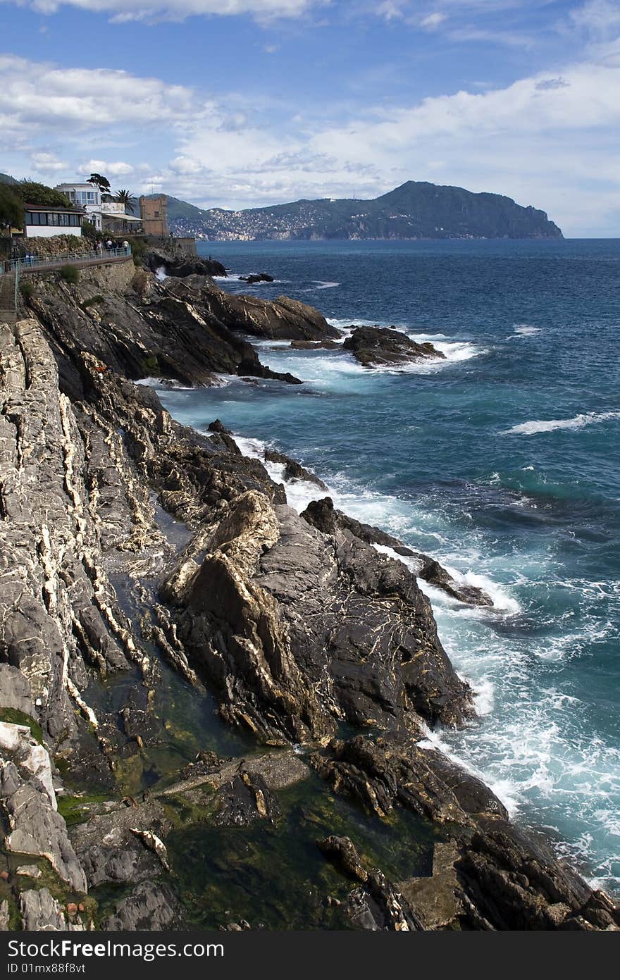 Cliffs of a beautiful village nerves in Genoa