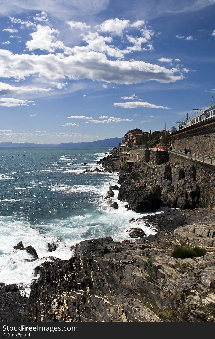 Cliffs of a beautiful village nerves in Genoa