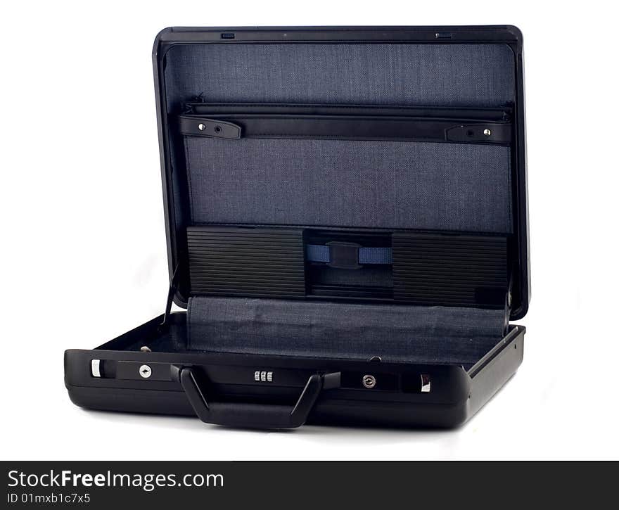 Opened briefcase for documents isolated