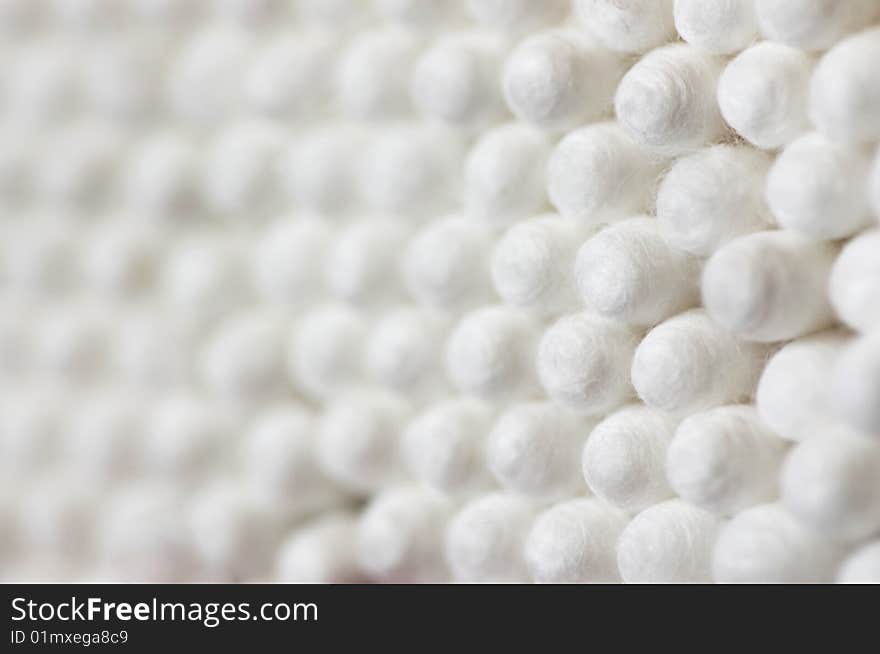 Cotton wool sticks close up. hygiene utensils