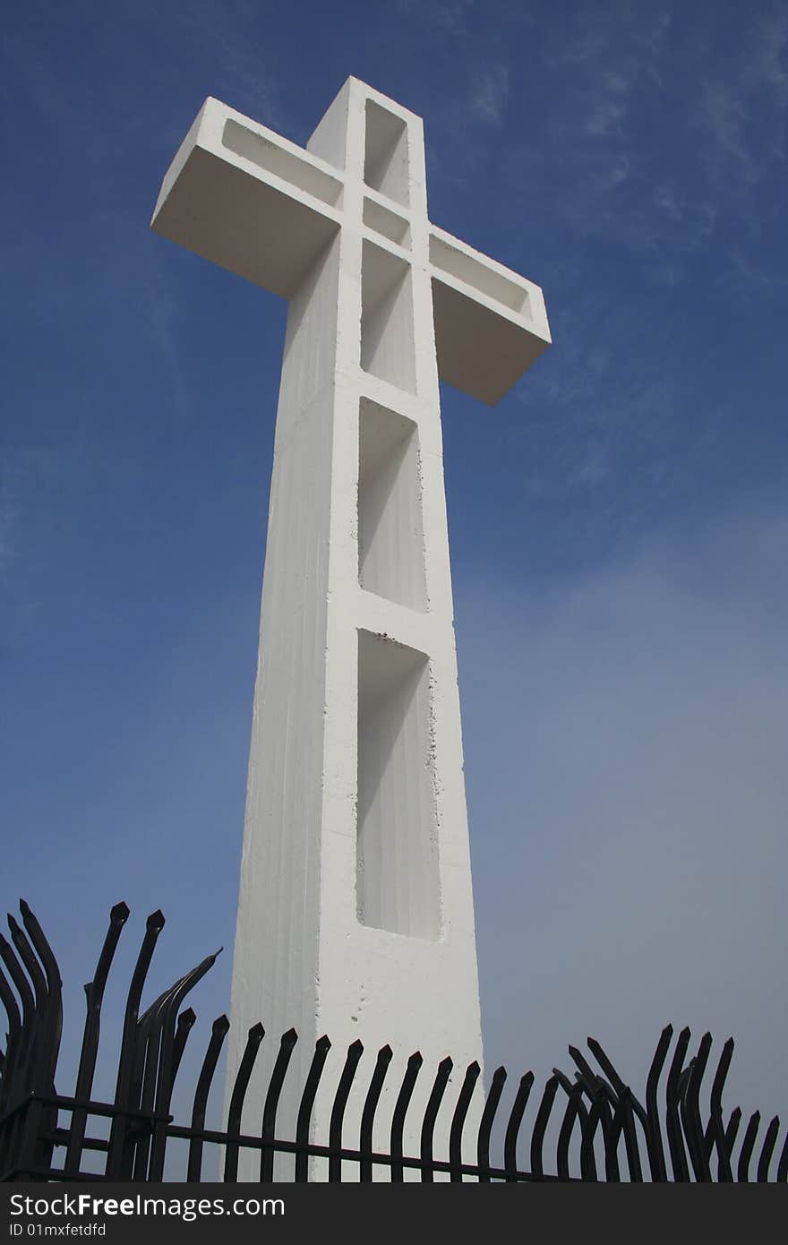 Looking up at Mt Soledad cross veterans memorial. Looking up at Mt Soledad cross veterans memorial