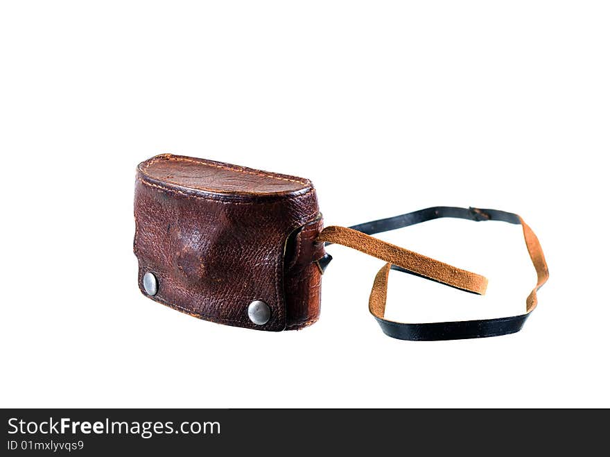 Antique camera case on the clean, white background. Antique camera case on the clean, white background