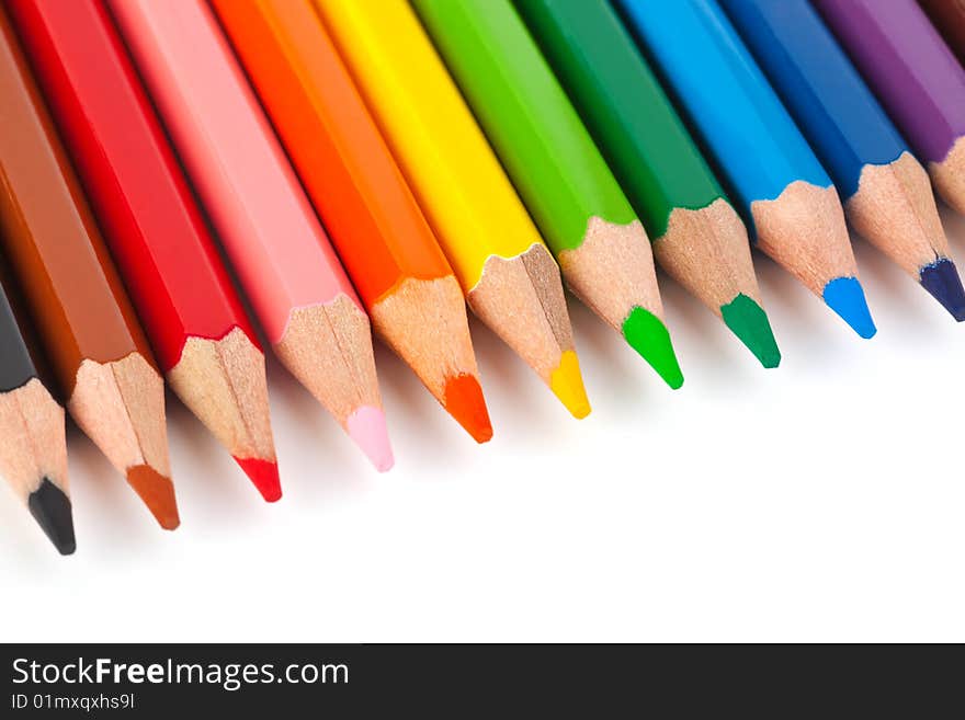 Multicolored pencils isolated on white background