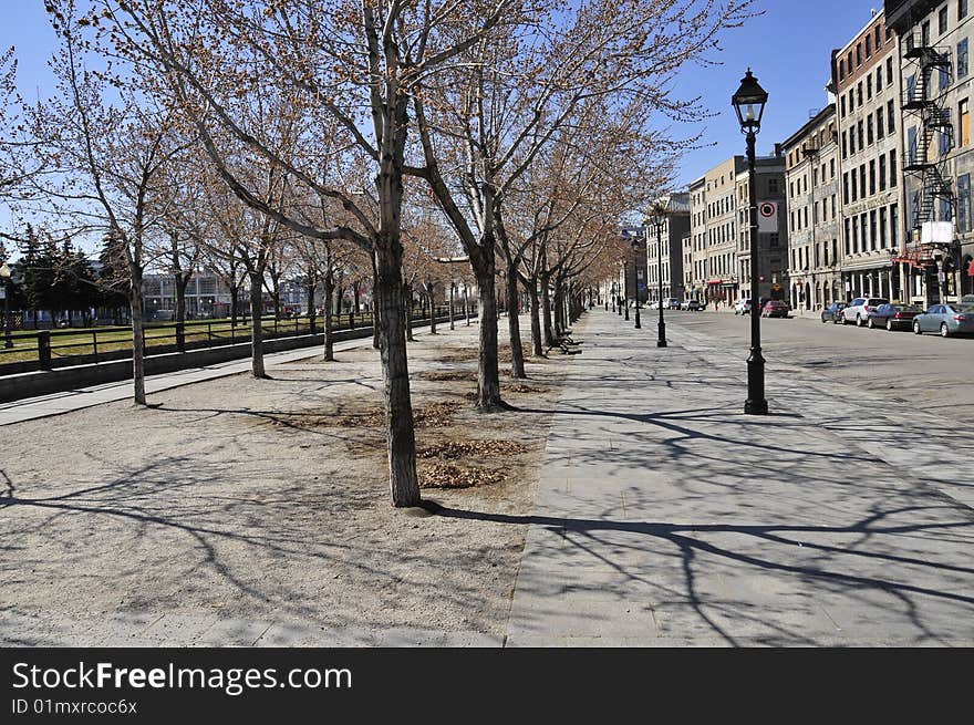 A street in old montreal during fall