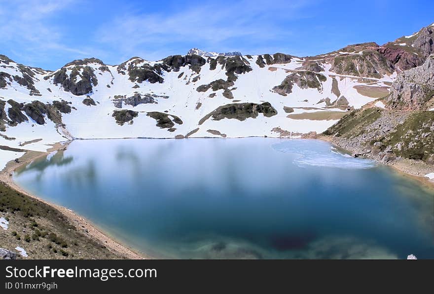 Lake of high mountain, former glacier.