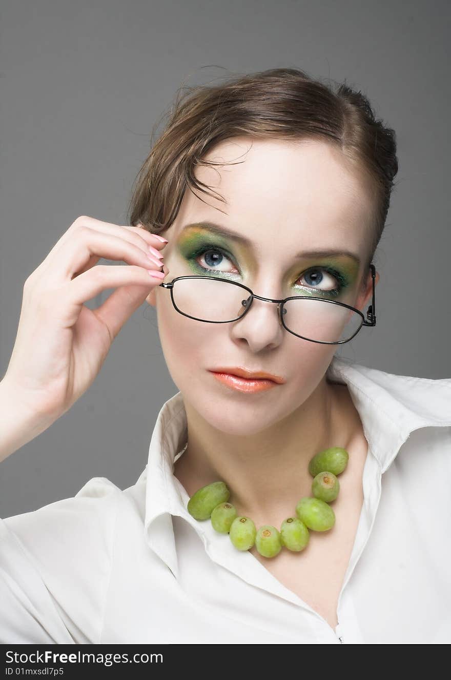 Portrait of young woman with glasses. Portrait of young woman with glasses