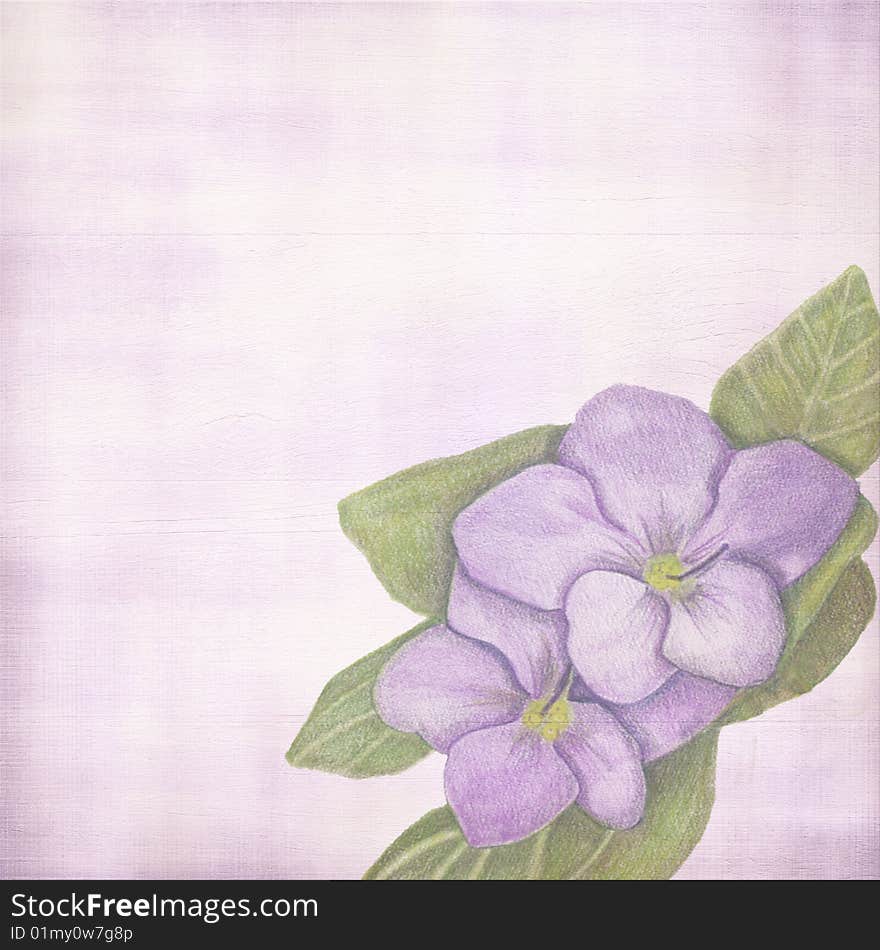 Painted flower on delicate grungy paper. Painted flower on delicate grungy paper