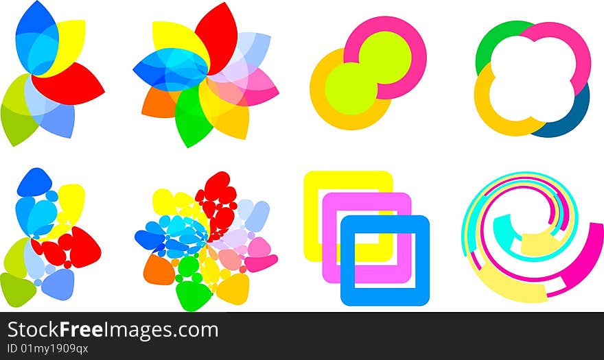 Color elements set of 8 object