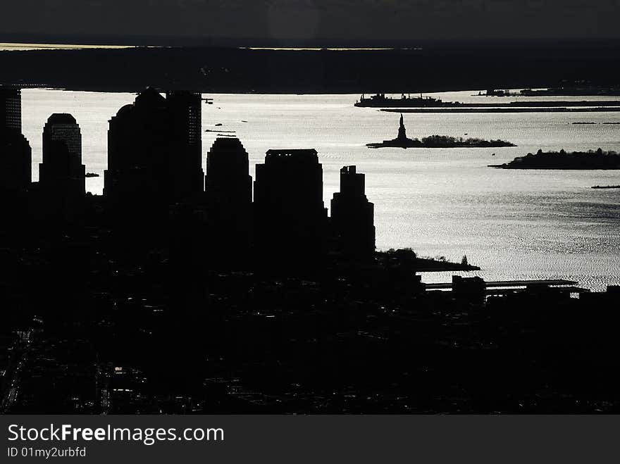 New york Manhattan skyscrapers contour. New york Manhattan skyscrapers contour