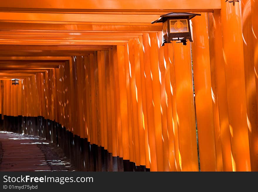 Torii gates at the Fushimi Inari Shrine at Kyoto, Japan