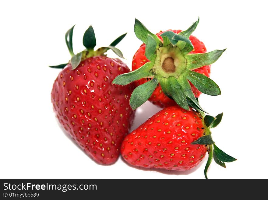 Strawberries close up isolated