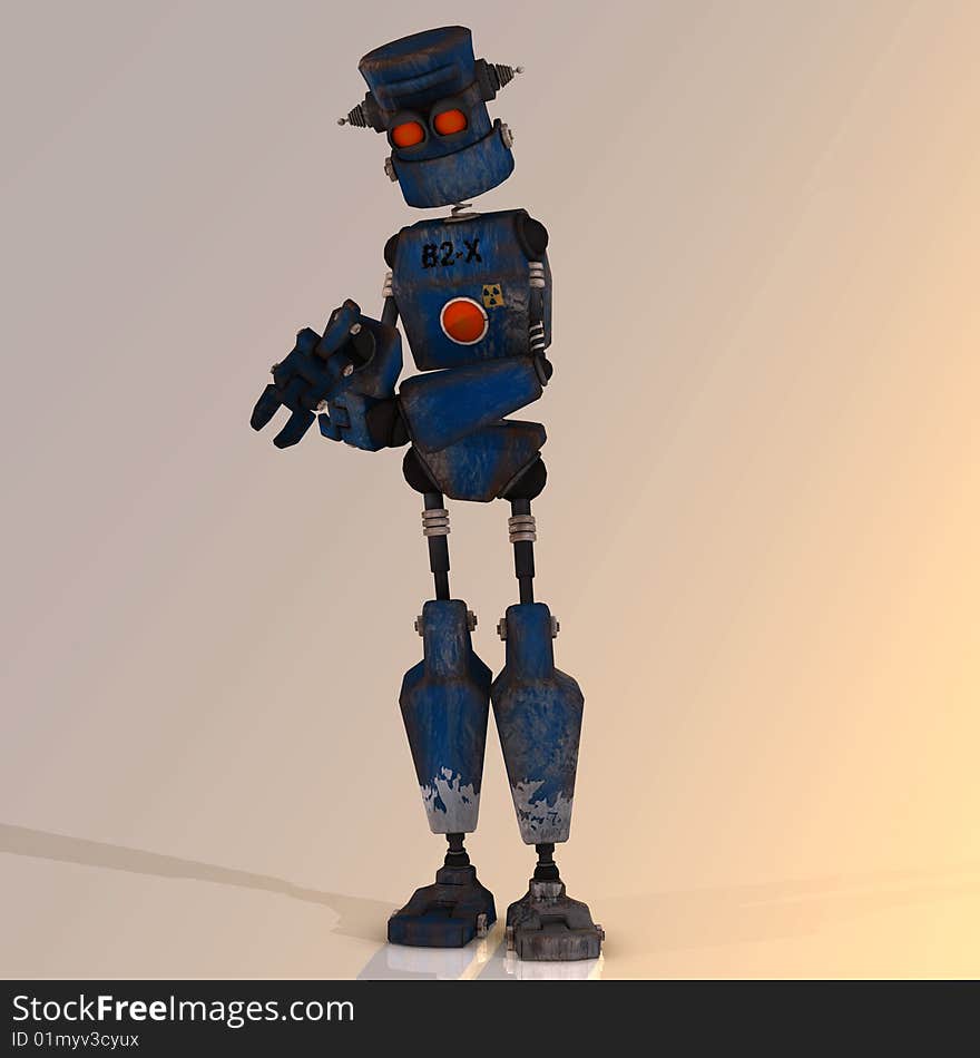 Cartoon Robot With Expressive Emotion In His Face