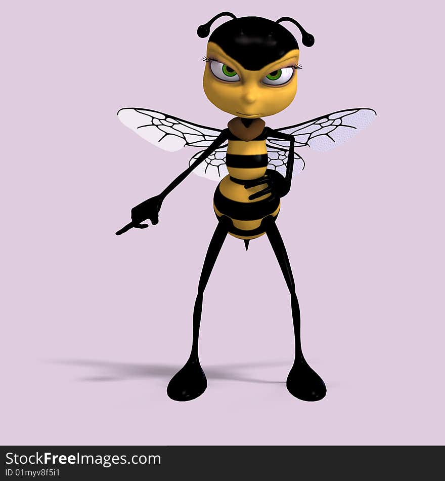 Very sweet render of a honey bee in yellow and black with Clipping Path