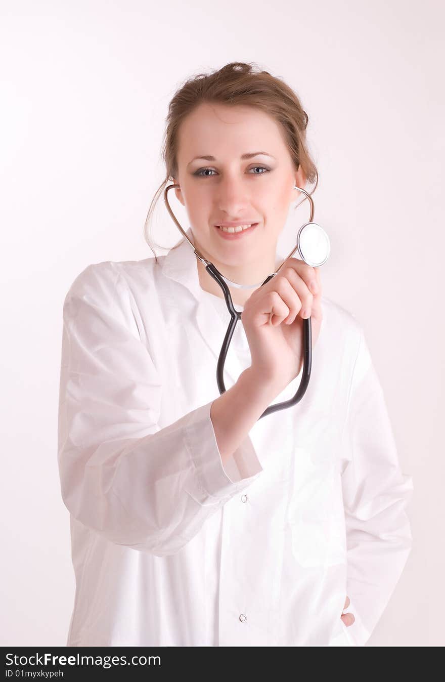 Nurse. Young female doctor with stethoscope. Nurse. Young female doctor with stethoscope.