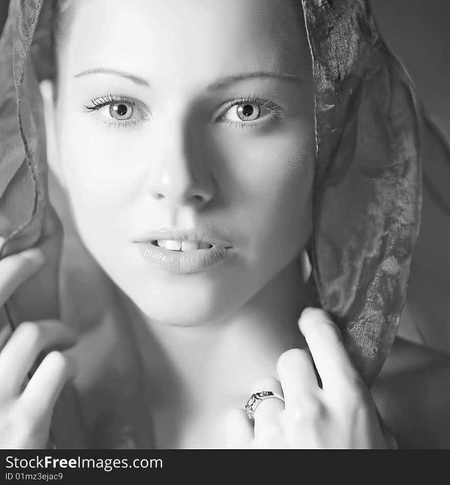 Portrait of the beautiful young woman with blue eyes. Portrait of the beautiful young woman with blue eyes