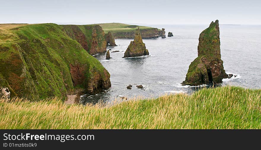 Sea stacks and cliffs