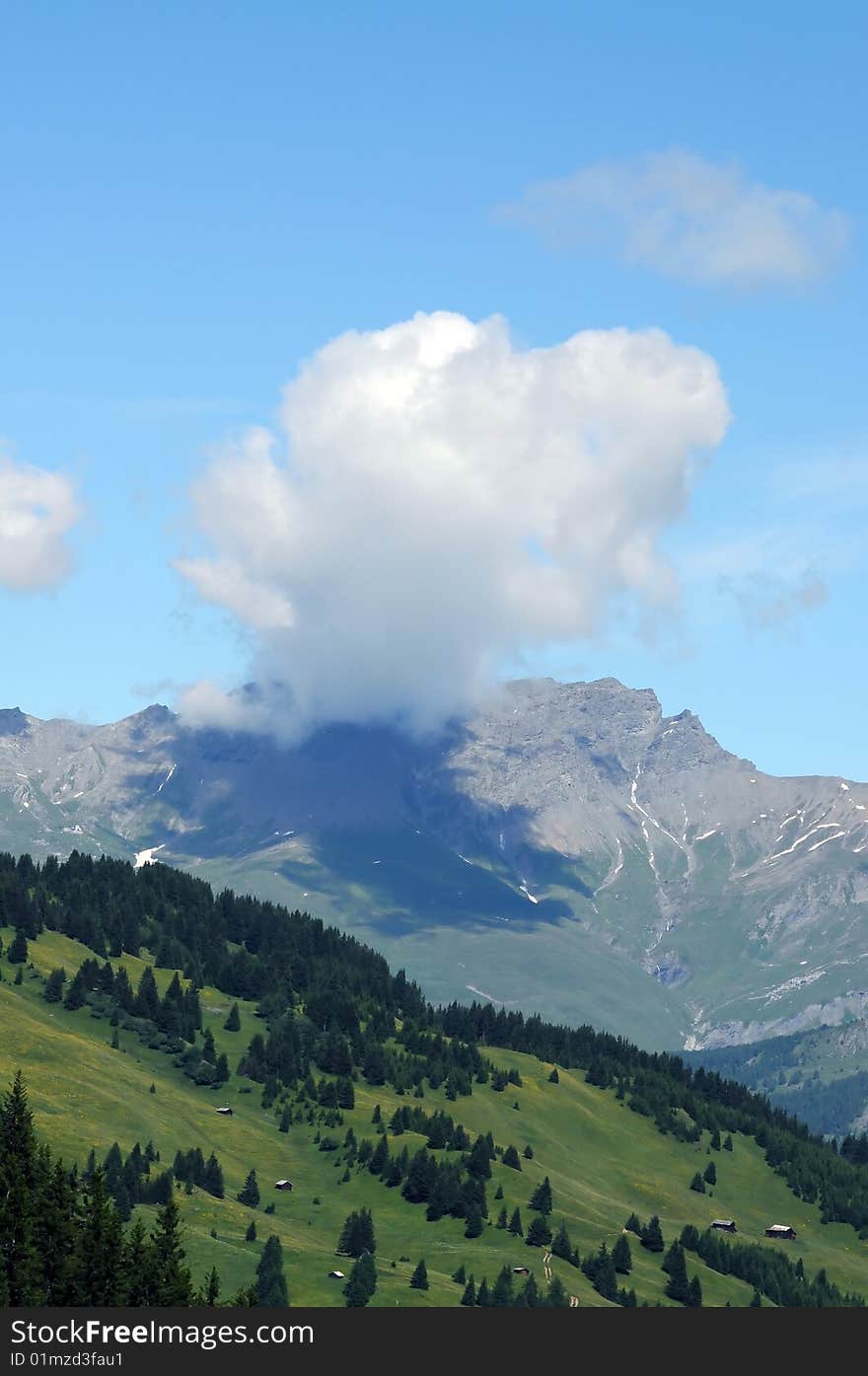 Alpine swiss summer landscape