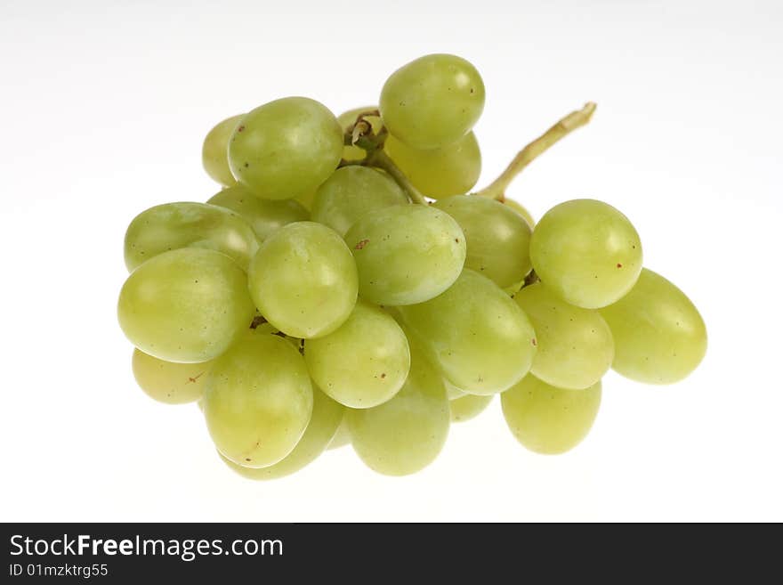 Still life of white grapes on white background