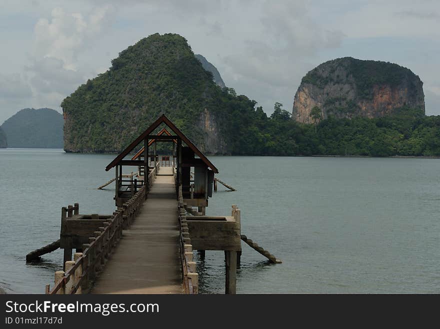 Jetty, Thai islands in background