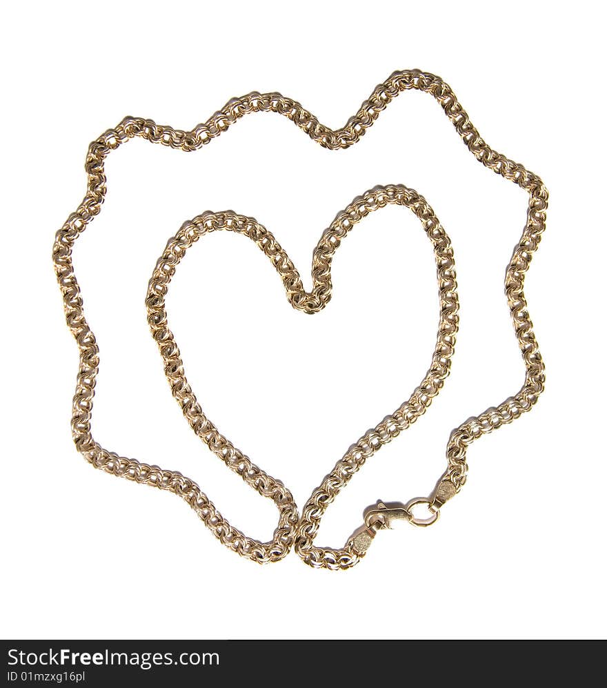 Heart in star made from gold chain. Heart in star made from gold chain