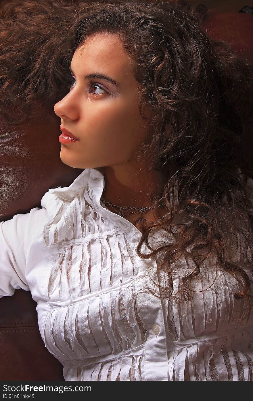 Portrait of a girl lying on the couch. Portrait of a girl lying on the couch.