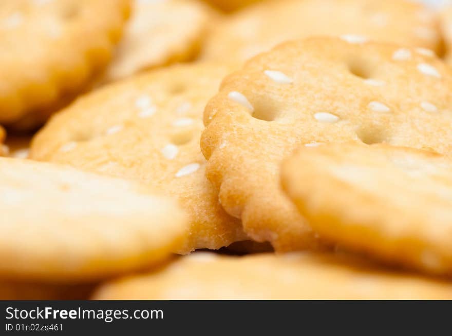 Sesame crackers macro view