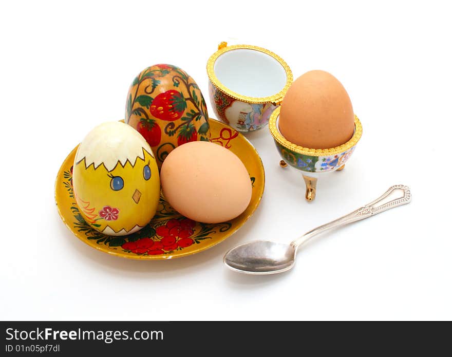 Easter eggs on a white background