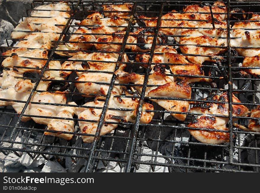 Barbecue prepared on open fire