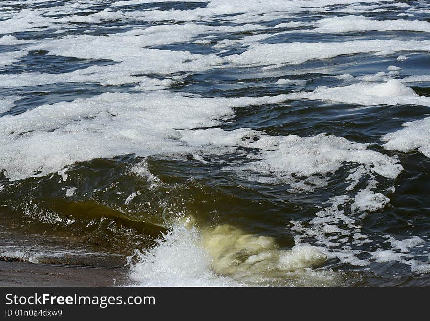 Waves and tempestuous water spring yard