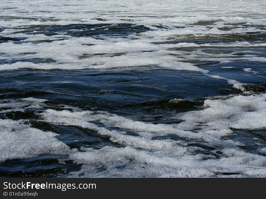 Waves and tempestuous water spring yard